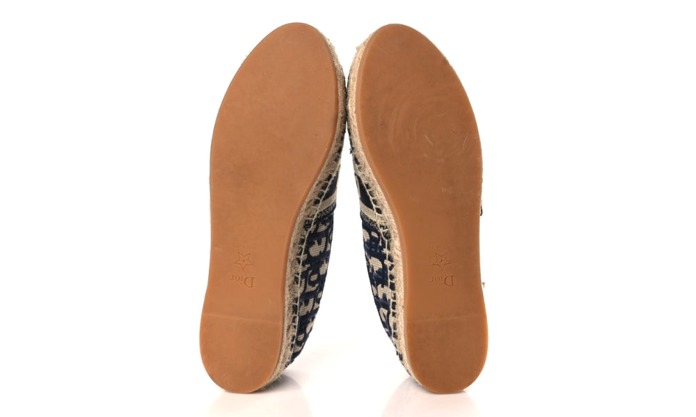 CHRISTIAN DIOR Oblique Embroidered Granville 15mm Espadrilles 38.5 Deep Blue