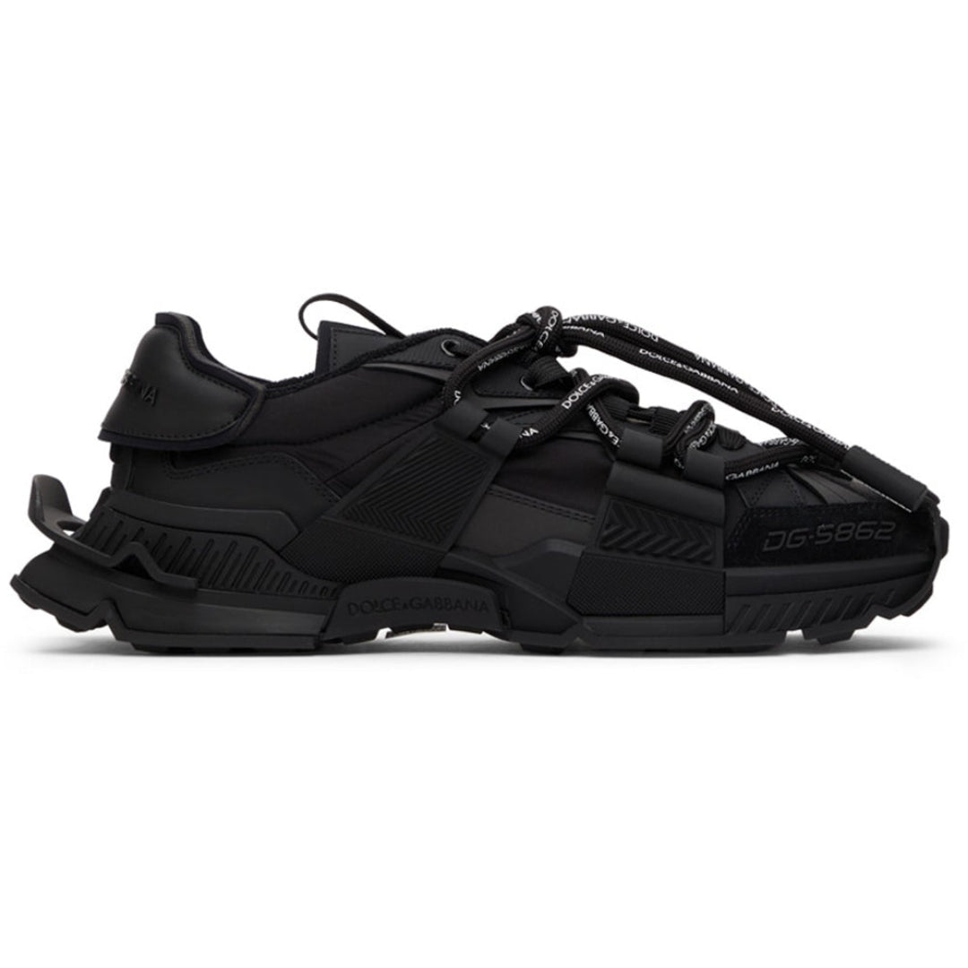 DOLCE & GABBANA Black Mixed-Materials Space Sneakers