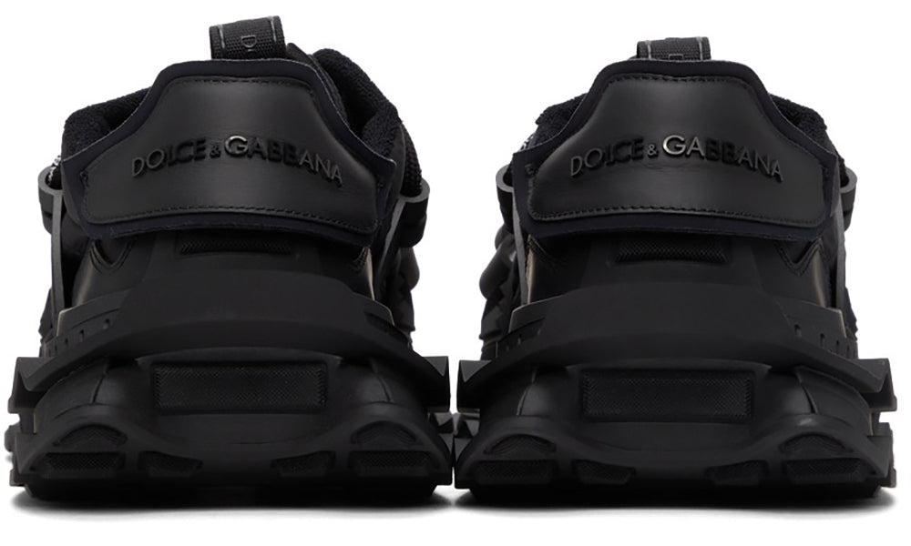 DOLCE & GABBANA Black Mixed-Materials Space Sneakers