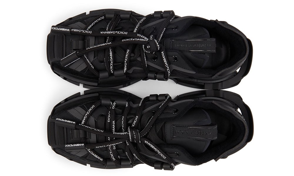 DOLCE & GABBANA Black Mixed-Materials Space Sneakers