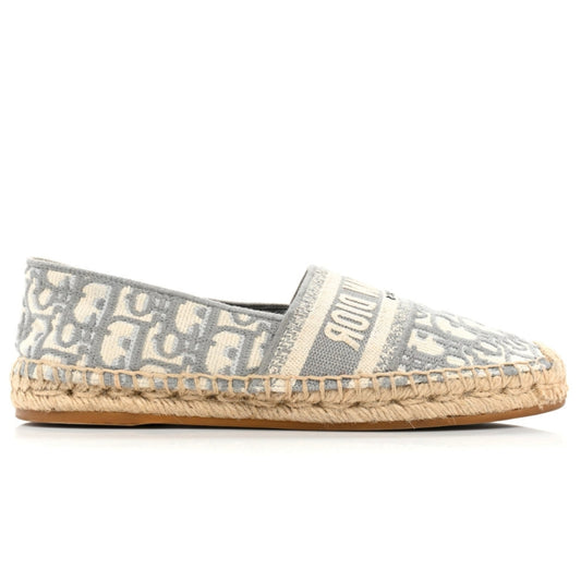 CHRISTIAN DIOR Oblique Embroidered Granville 15mm Espadrilles 37 Grey Stone