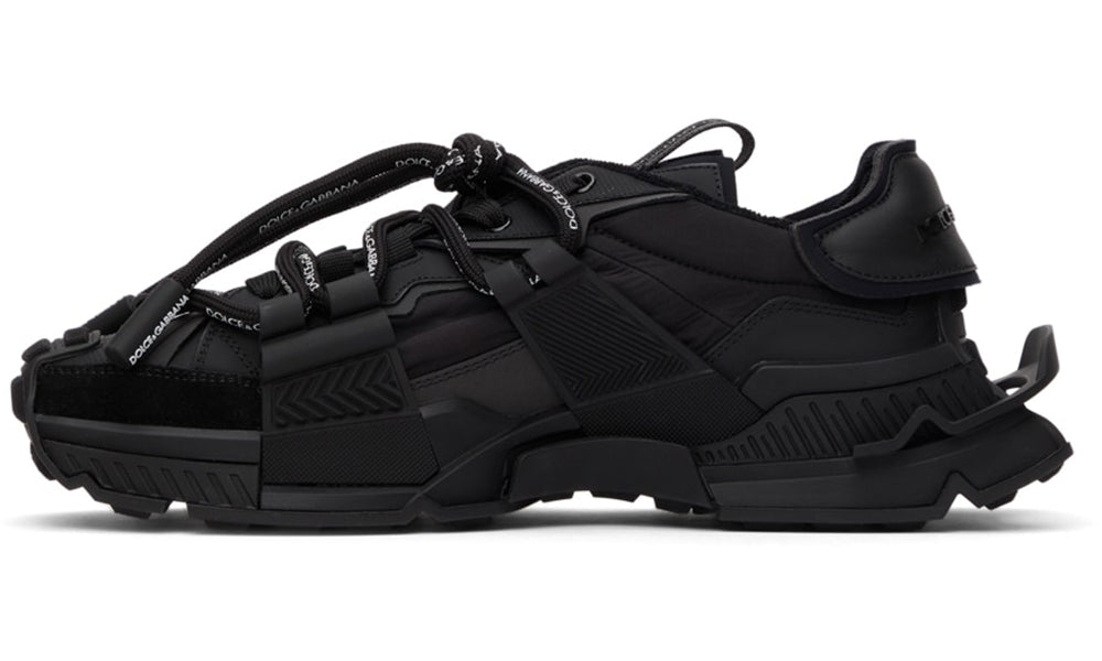 DOLCE & GABBANA Black Mixed-Materials Space Sneakers